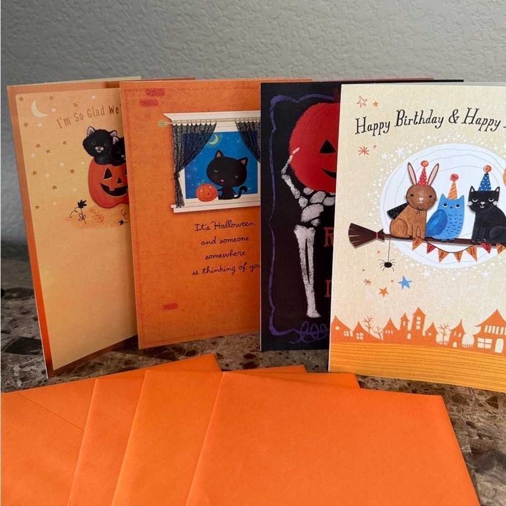 4 SET Halloween & Birthday Cards.